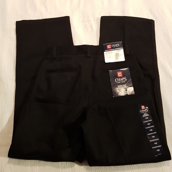 Chaps boys size 10 black slim pants pleated front, adjustablr waist - Picture 3 of 7